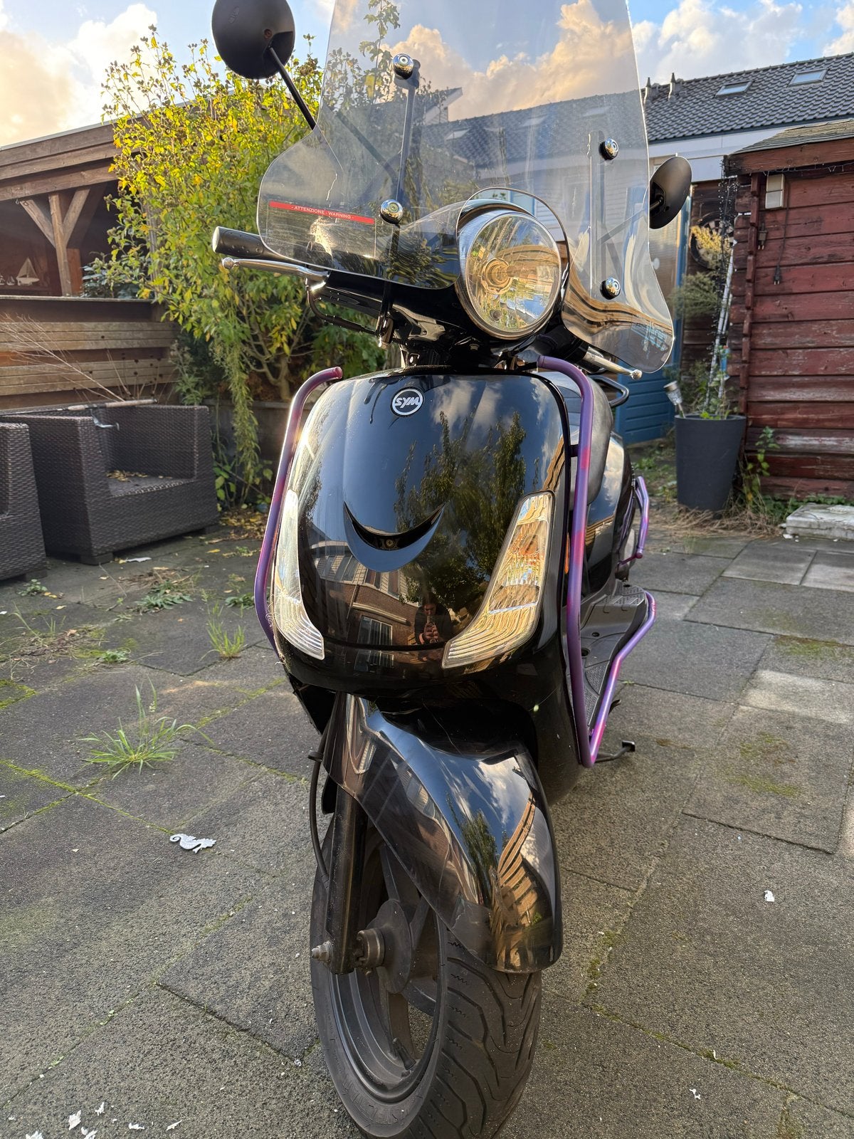 Sym Fiddle II scooter - Zwart met paarse beugels, Ophalen, Gebruikt, Overige typen, SYM