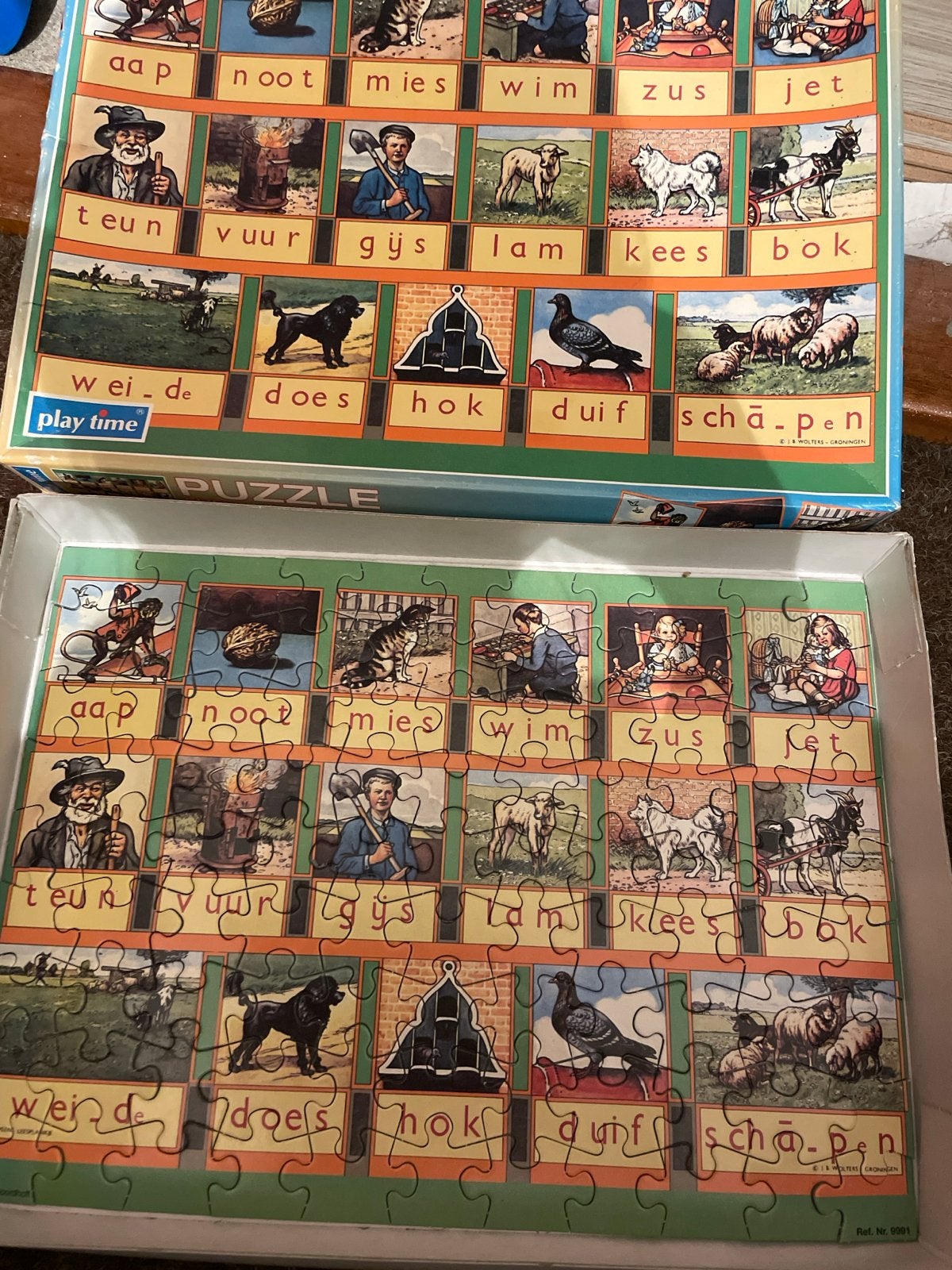 Vintage Play Time Legpuzzel, aap noot mies, Kinderen en Baby's, Speelgoed | Kinderpuzzels, Gebruikt, 4 tot 6 jaar, Meer dan 50 stukjes