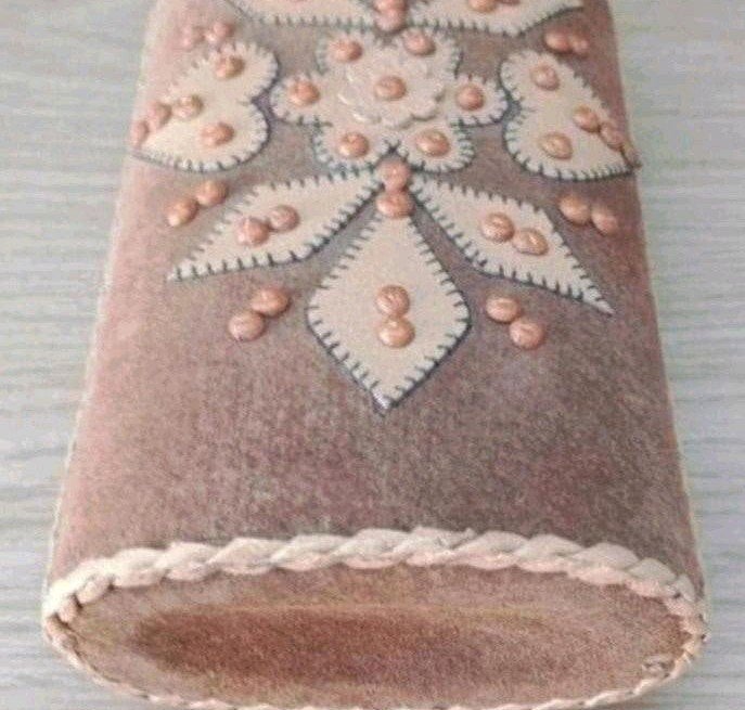 Vintage  leergebonden karaf met leren decoratiedetail, Ophalen, Overige typen