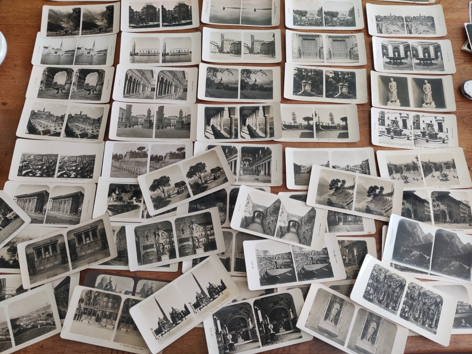 veel Antieke stereofoto's van Italië oudheden, Verzamelen, Ophalen of Verzenden, Voor 1940, Zo goed als nieuw