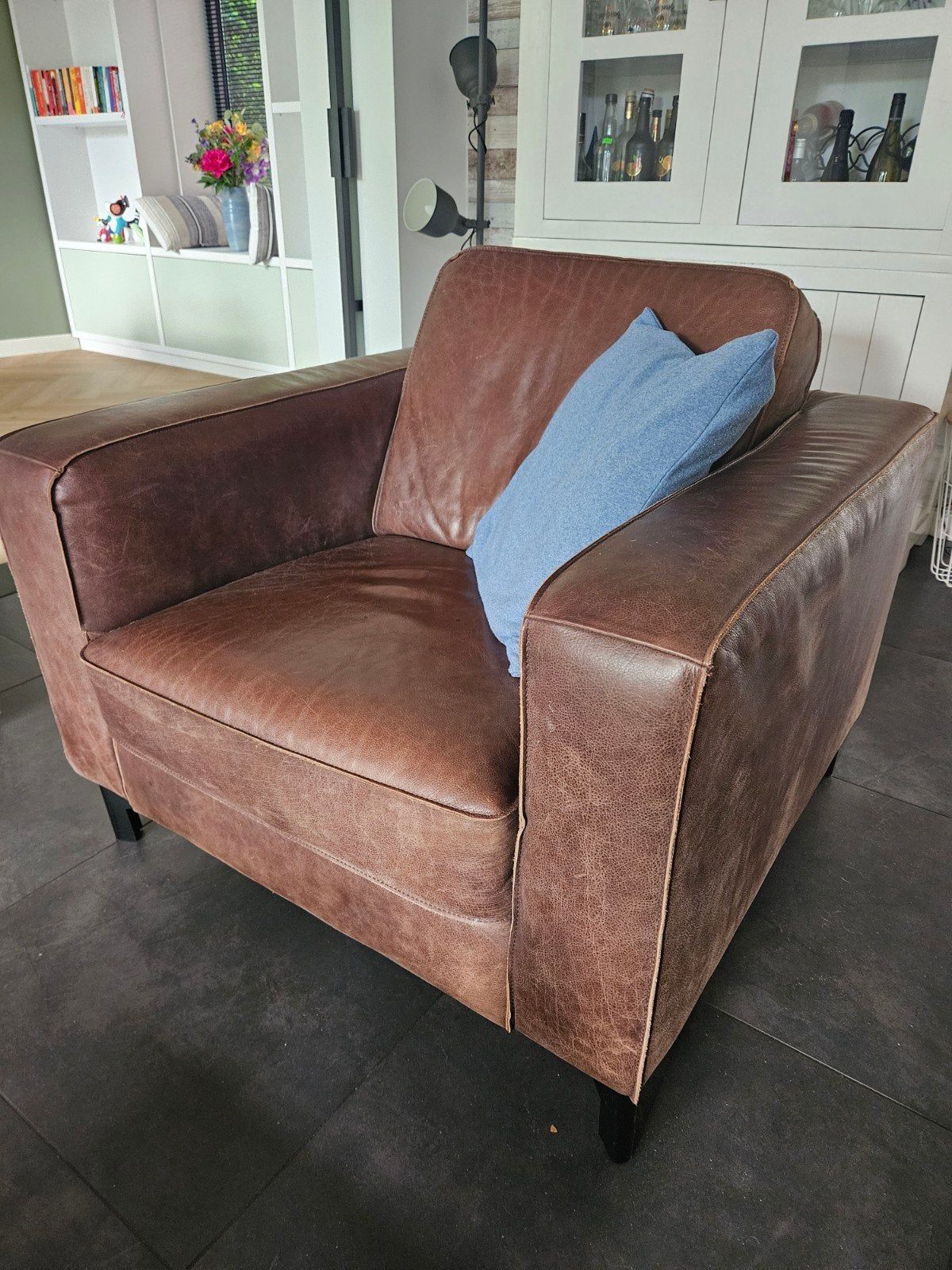 Leren fauteuil van Lederland, Ophalen, 75 tot 100 cm, Eenpersoons, Minder dan 150 cm