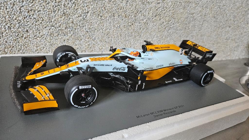 Spark 18S596 1:18 2021 McLaren MCL35M Monaco Ricciardo, Ophalen of Verzenden, Zo goed als nieuw, Auto, Overige merken