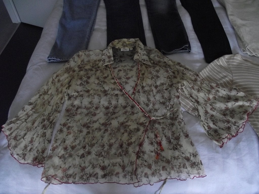 beige voile bloemen blouse overslag vlinder mouwen Steps M, Maat 38/40 (M), Beige, Ophalen of Verzenden, Zo goed als nieuw