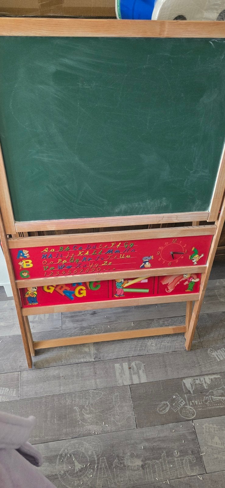 Houten schoolbord/tekenbord met letters en klok, Kinderen en Baby's, Ophalen, Gebruikt, Knutselen