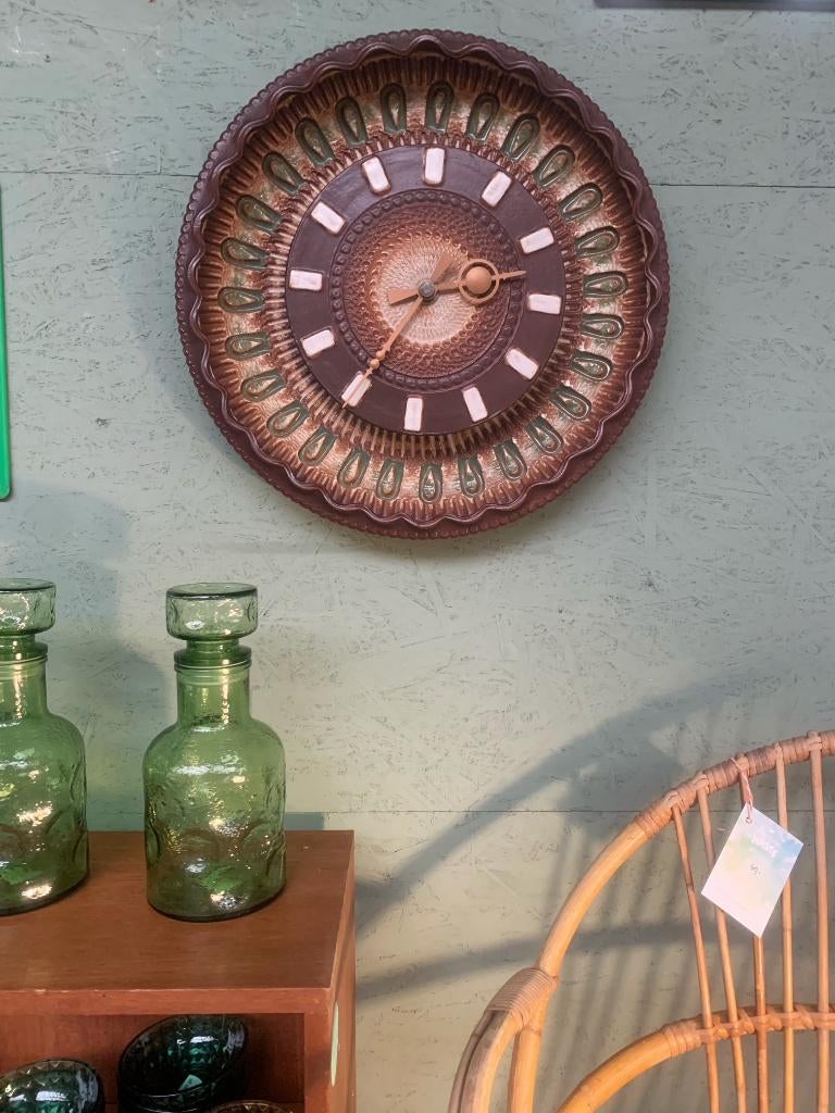 Silberdistel klok keramiek Duits groen bruin - vintage retro, Antiek en Kunst, Antiek | Klokken, Ophalen