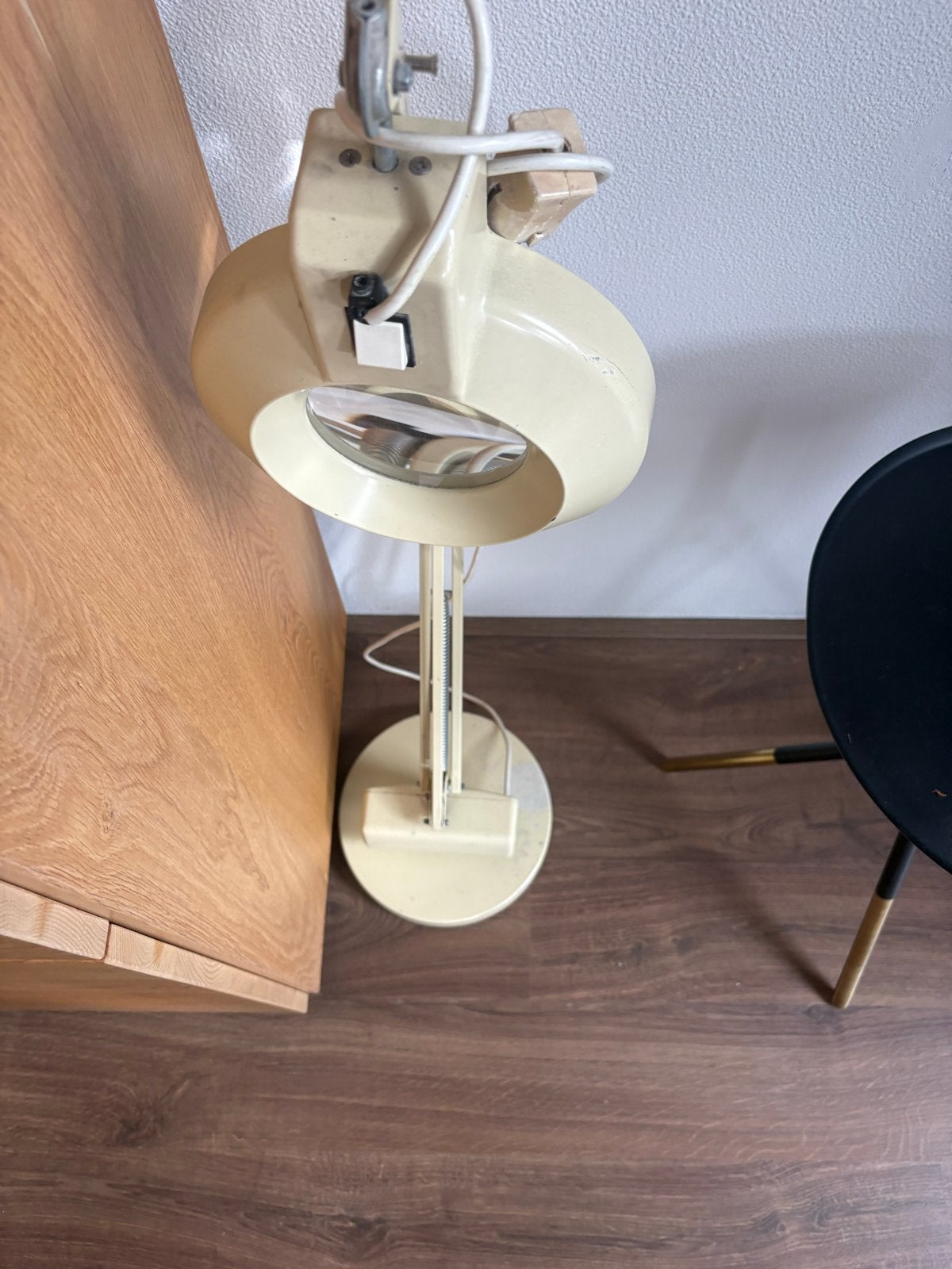 Vintage vergrootglas lamp - ideaal voor hobbyisten, Ophalen, Vintage, Gebruikt, Beige