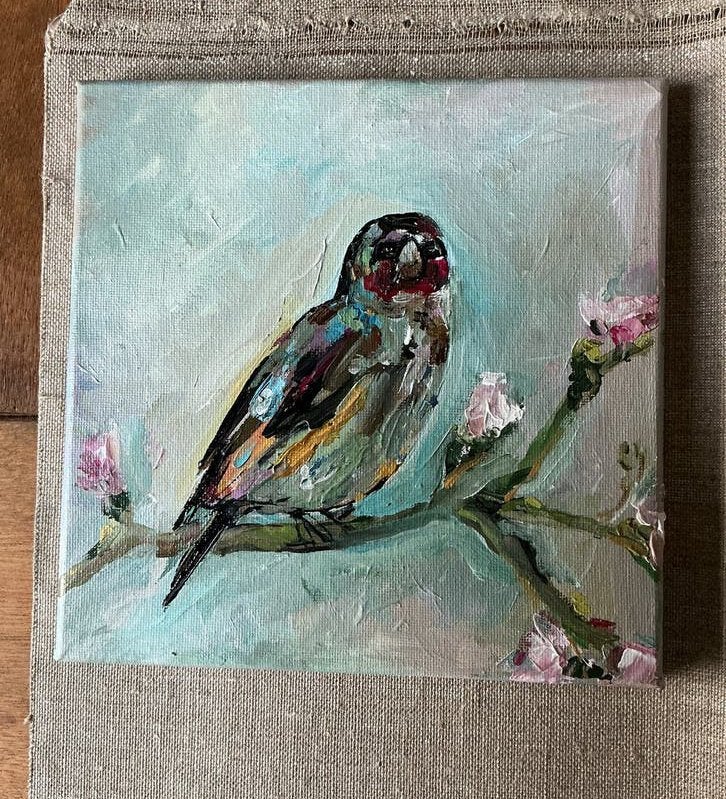 Puttertje ~ distelvink ~ vogel schilderij ~ atelier, Ophalen of Verzenden, Nieuw, Schilderij
