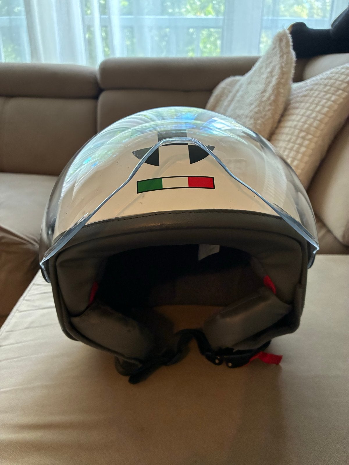Scooterhelm wit/zwart, maat S/M, Fietsen en Brommers, Brommerhelmen, Ophalen of Verzenden, Gebruikt, Small