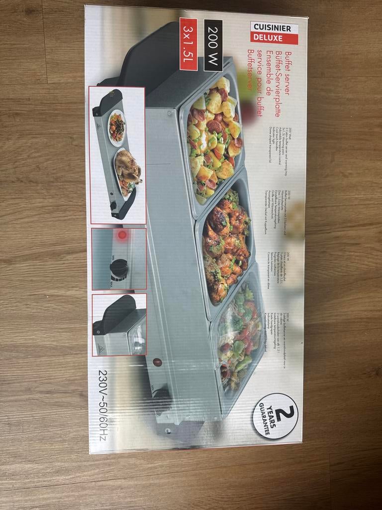 Cuisinier Deluxe Buffet Server - 3x 1.5L Warmhoudschaal, Ophalen, Zo goed als nieuw