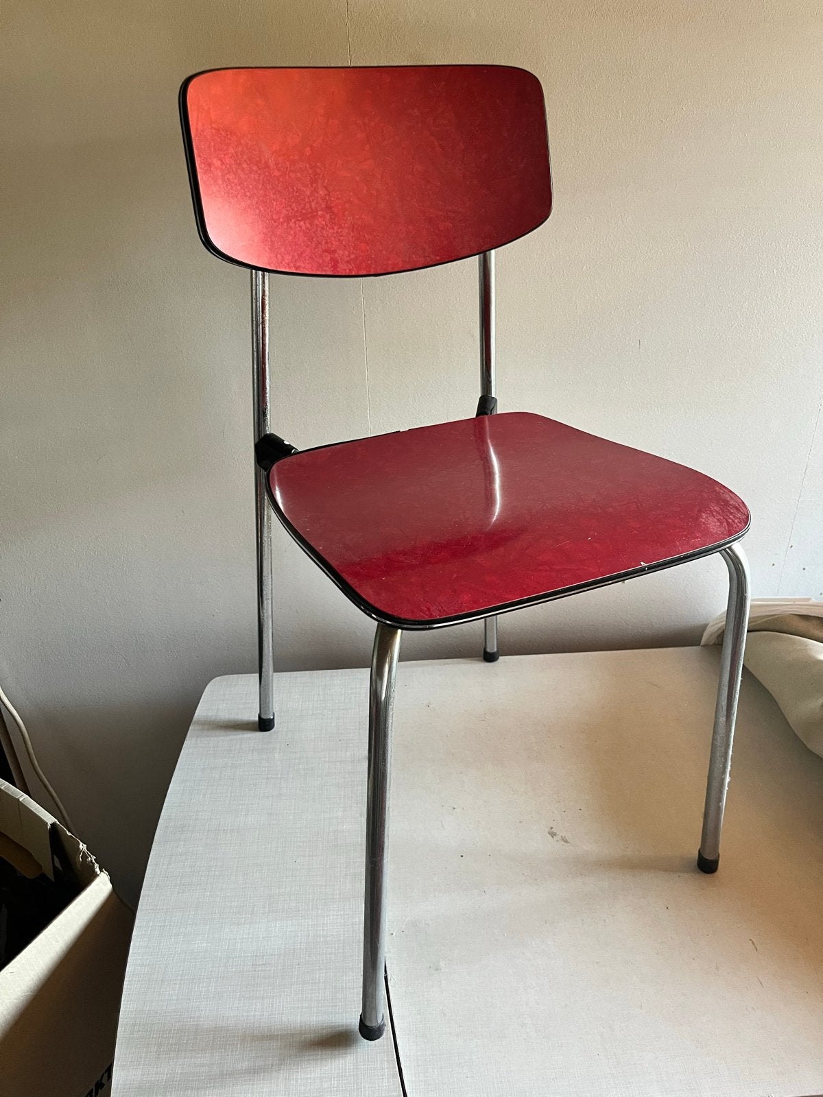 Vintage rode formica stoelen - Set van 2, Ophalen, Gebruikt, Twee, Metaal