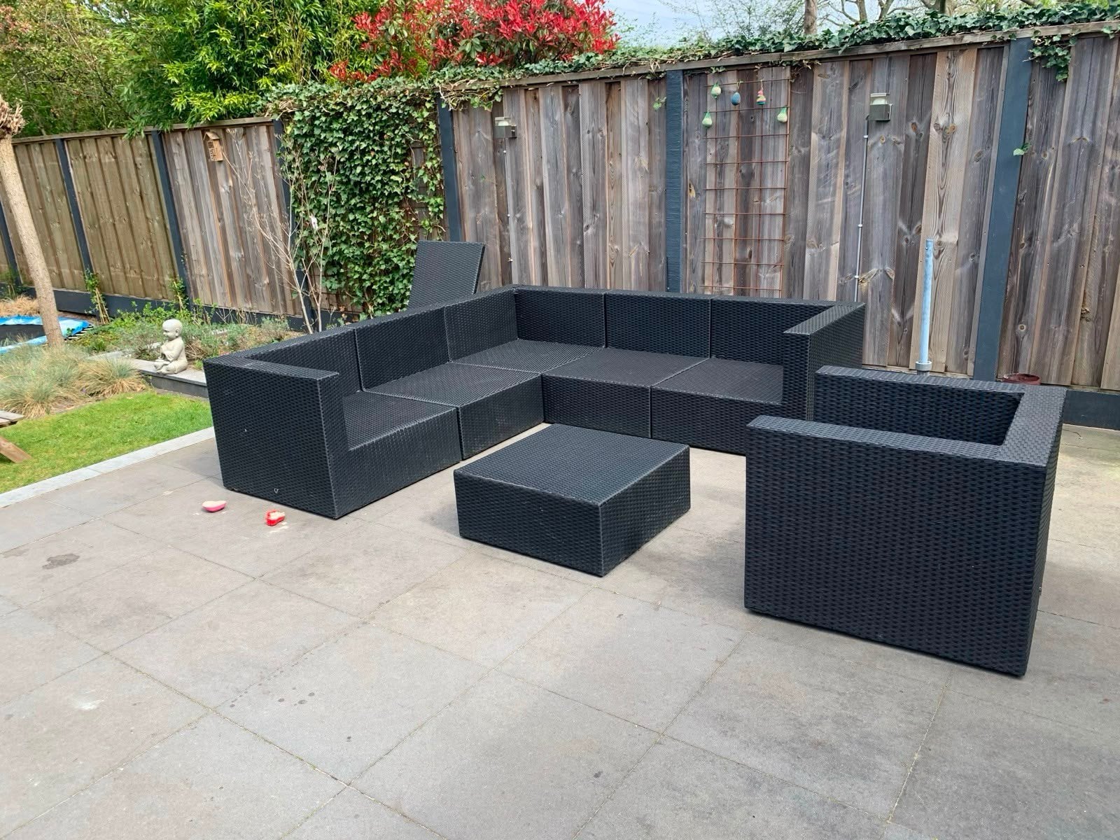 Loungeset met kussens, Ophalen, Gebruikt, Kunststof