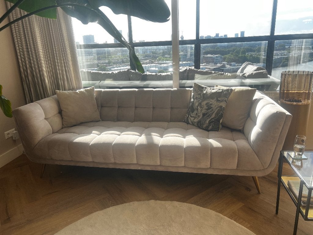 Richmond beige designbank, Ophalen, Hotel chic, Driepersoons, 75 tot 100 cm
