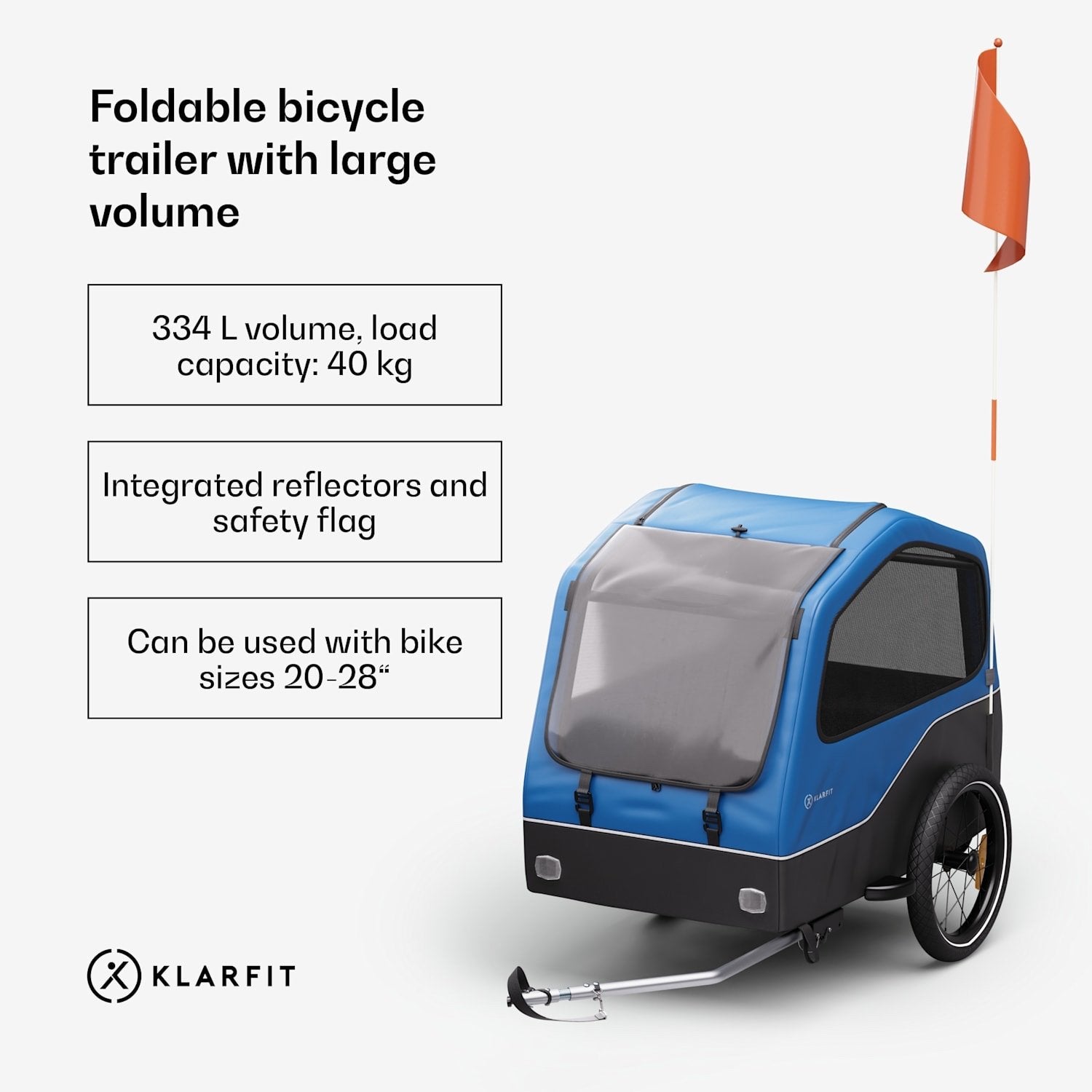 Golden Home Fietskar Blauw - Hondenkar/Bagagekar, Ophalen, Opvouwbaar, 20 tot 40 kg, Zo goed als nieuw