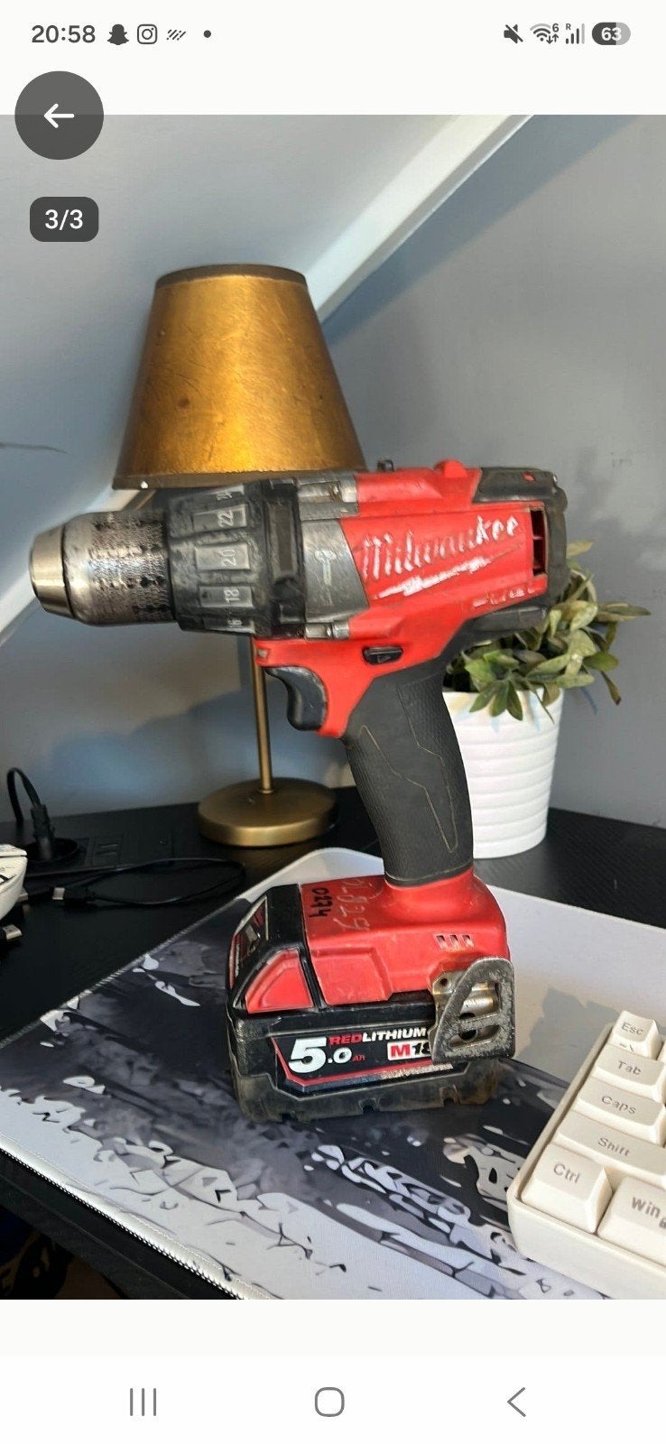 Milwaukee M18 Accuboormachine met 5.0Ah Accu, Ophalen of Verzenden, Gebruikt, Boormachine