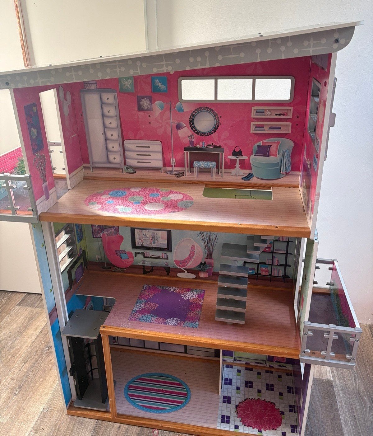 Groot Barbie Poppenhuis met Werkende Lift, Ophalen of Verzenden, Gebruikt, Poppenhuis
