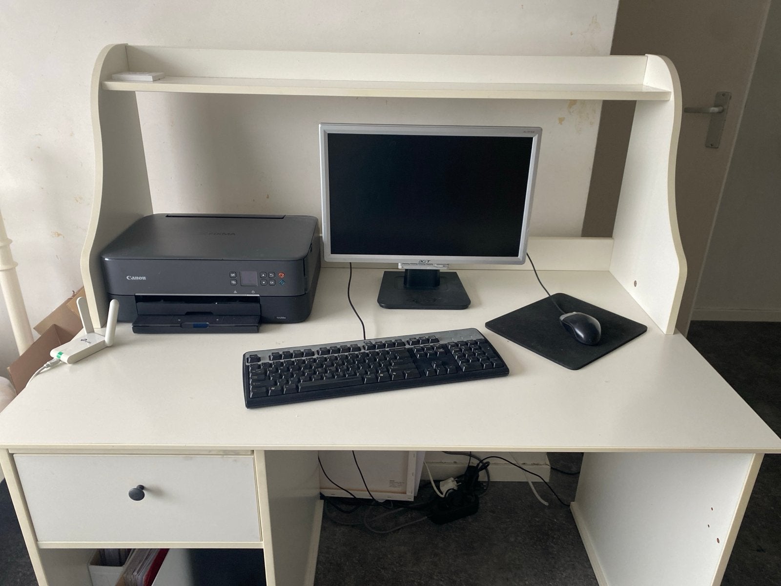 IKEA bureau met opzetstuk en lade, Ophalen, Gebruikt, Met lades, Spaanplaat of MDF