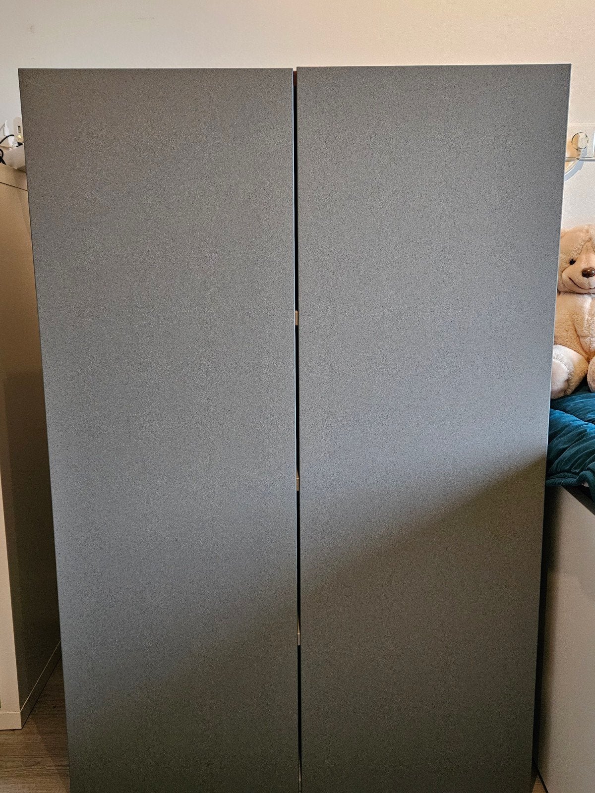 ikea Platsa kast met grijs/groene deuren, Ophalen, Gebruikt, 100 tot 150 cm, Meerdere deuren