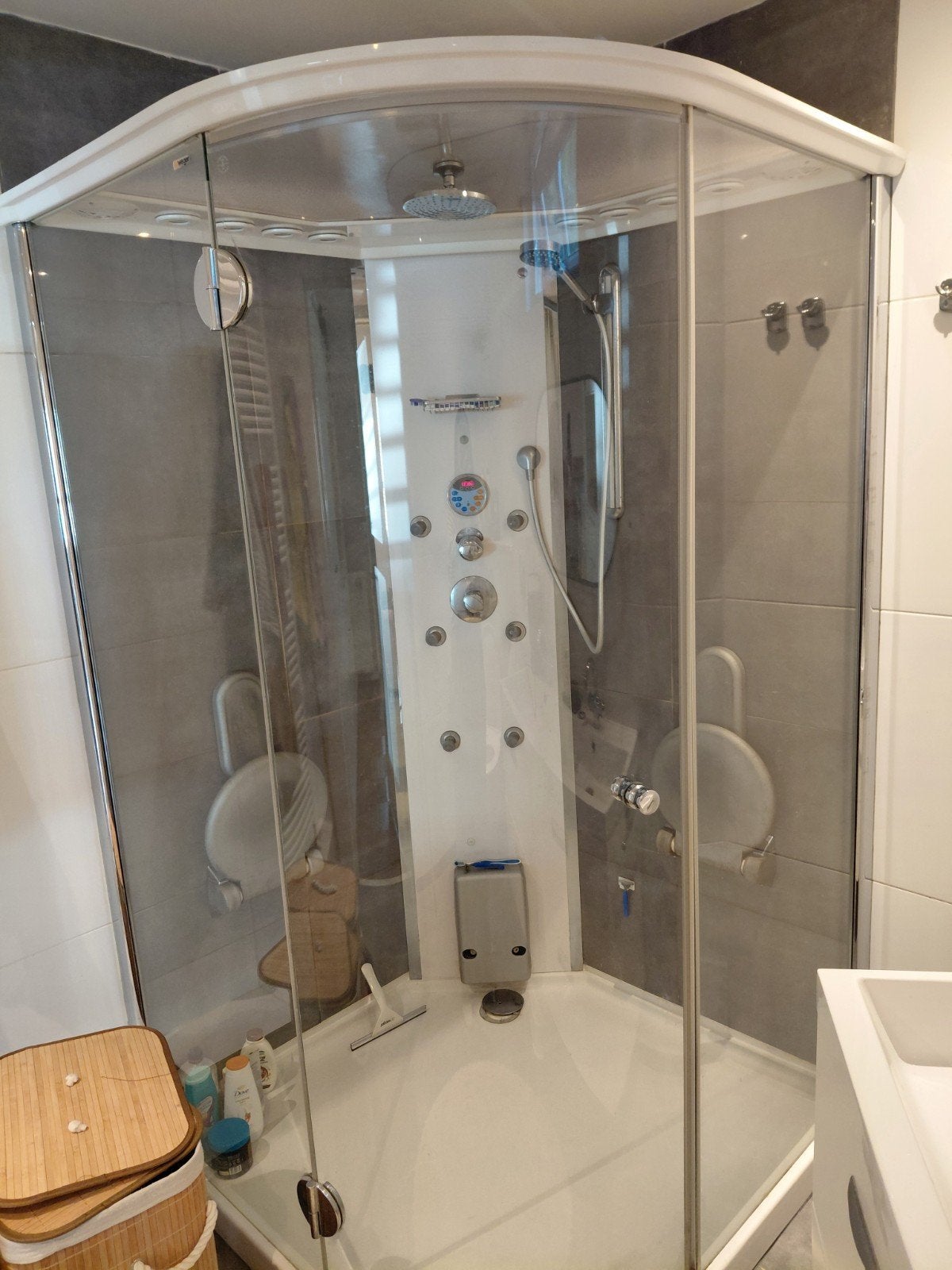 Stoomcabine met digitaal display, Doe-het-zelf en Verbouw, Sanitair, Ophalen, Gebruikt, Chroom, Douche