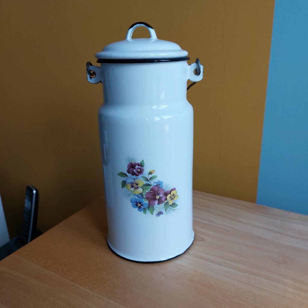 decoratieve emaille melkbus met viooltjes, Ophalen of Verzenden