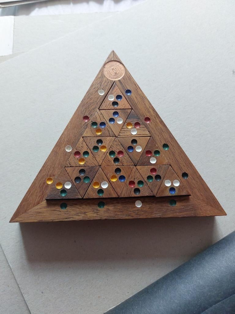 Houten trimatch domino puzzel, Ophalen of Verzenden, Minder dan 500 stukjes, Gebruikt, Overige typen