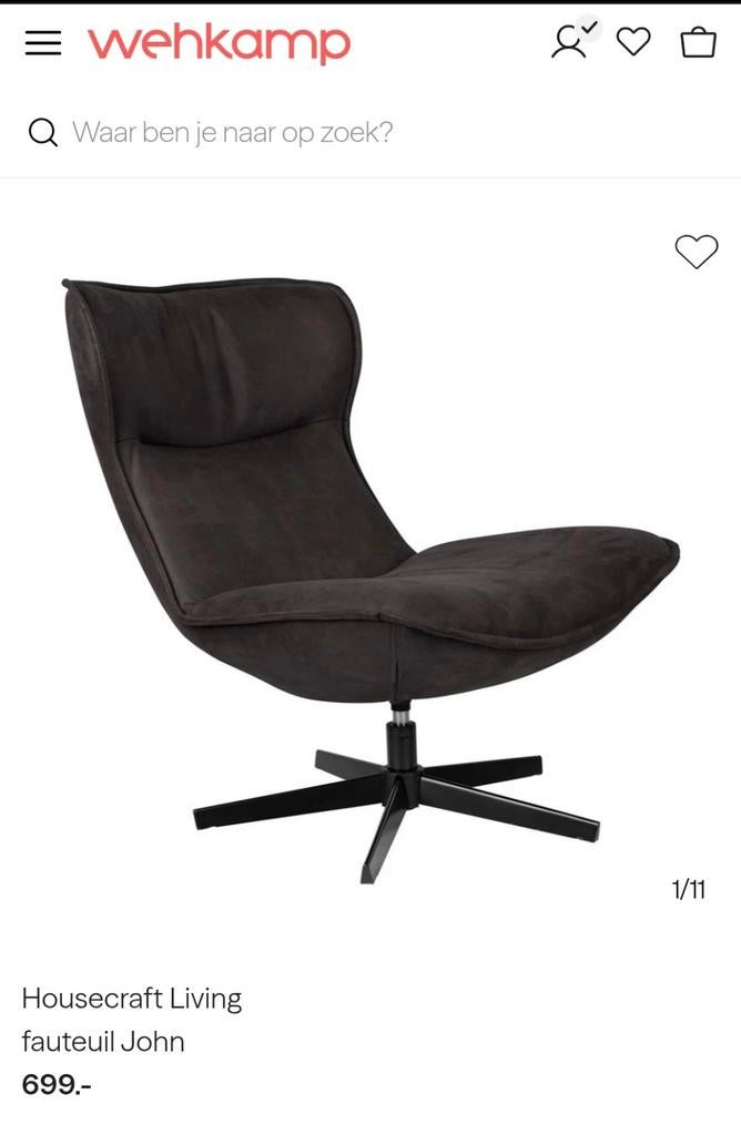 Housecraft Living fauteuils John - Zo goed als nieuw., 75 tot 100 cm, Ophalen of Verzenden, Zo goed als nieuw, Stof