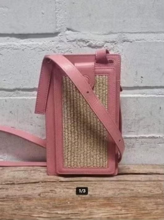 Yaya - Rieten iPhone tasje met leren details - Nieuw, Verzenden, Nieuw, X, Leer