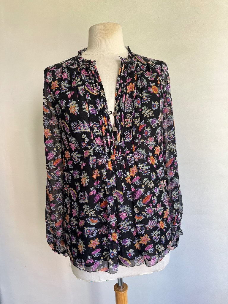 diane von frustenberg blouse bloemen zwart, Maat 38/40 (M), Verzenden, Zwart, Diane von furstenberg