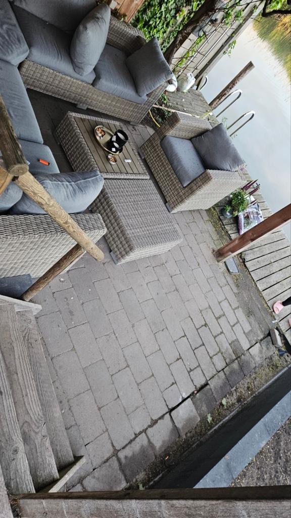 15 m2 beton klinkers getrommeld gratis af te  halen, Tuin en Terras, Ophalen of Verzenden, Beton, Klinkers