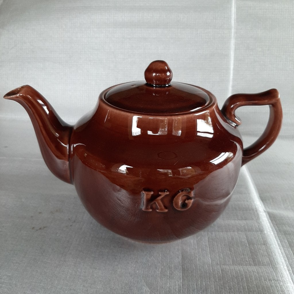 Vintage theepot bruin, gemerkt: KG koffie Kampen, Ophalen, Gebruikt, Keramiek, Overige typen