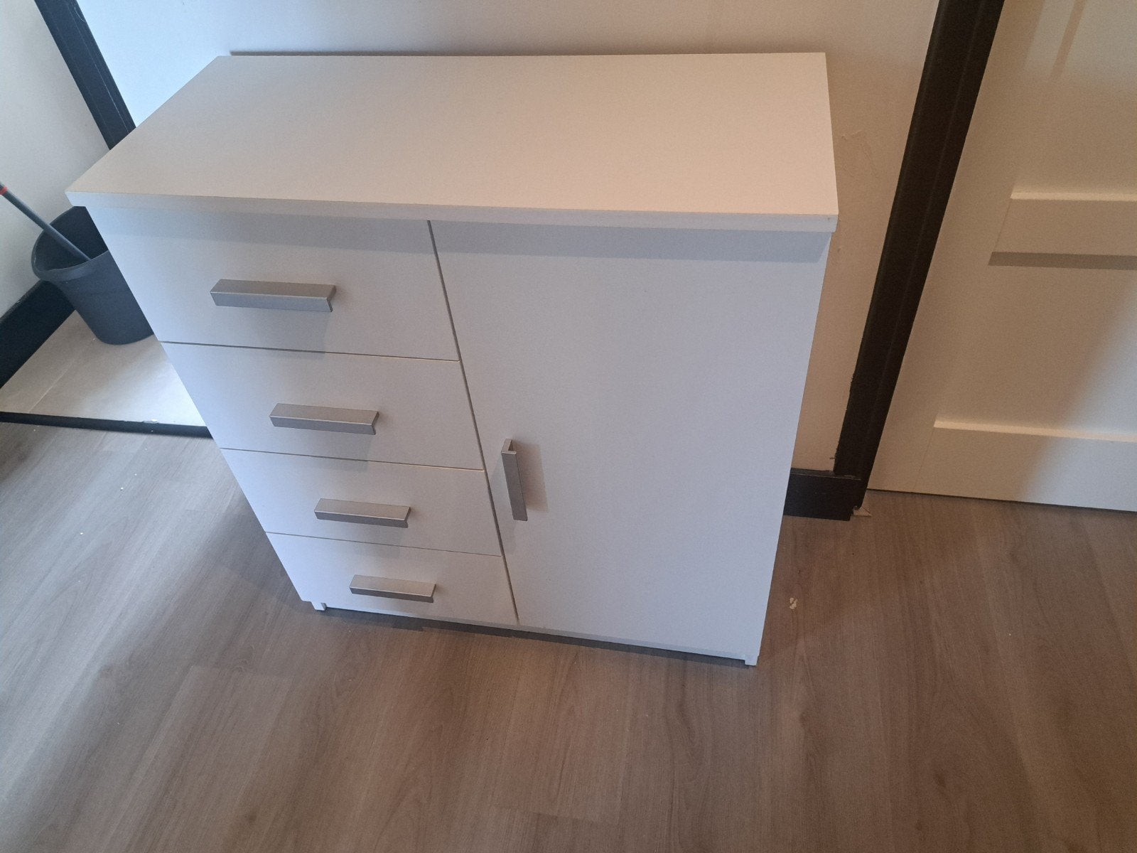 Wit kastje met 4 lades en deur, 80x35x90 cm, Huis en Inrichting, Ophalen, Gebruikt, 50 tot 100 cm, 3 of 4 laden