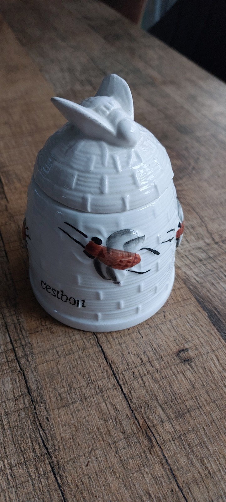 Vintage Honingpot in Bijenkorf Vorm met Bijen Decoratie, Ophalen of Verzenden