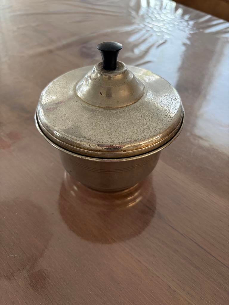 Vintage metal potje met deksel - decoratief, Ophalen of Verzenden