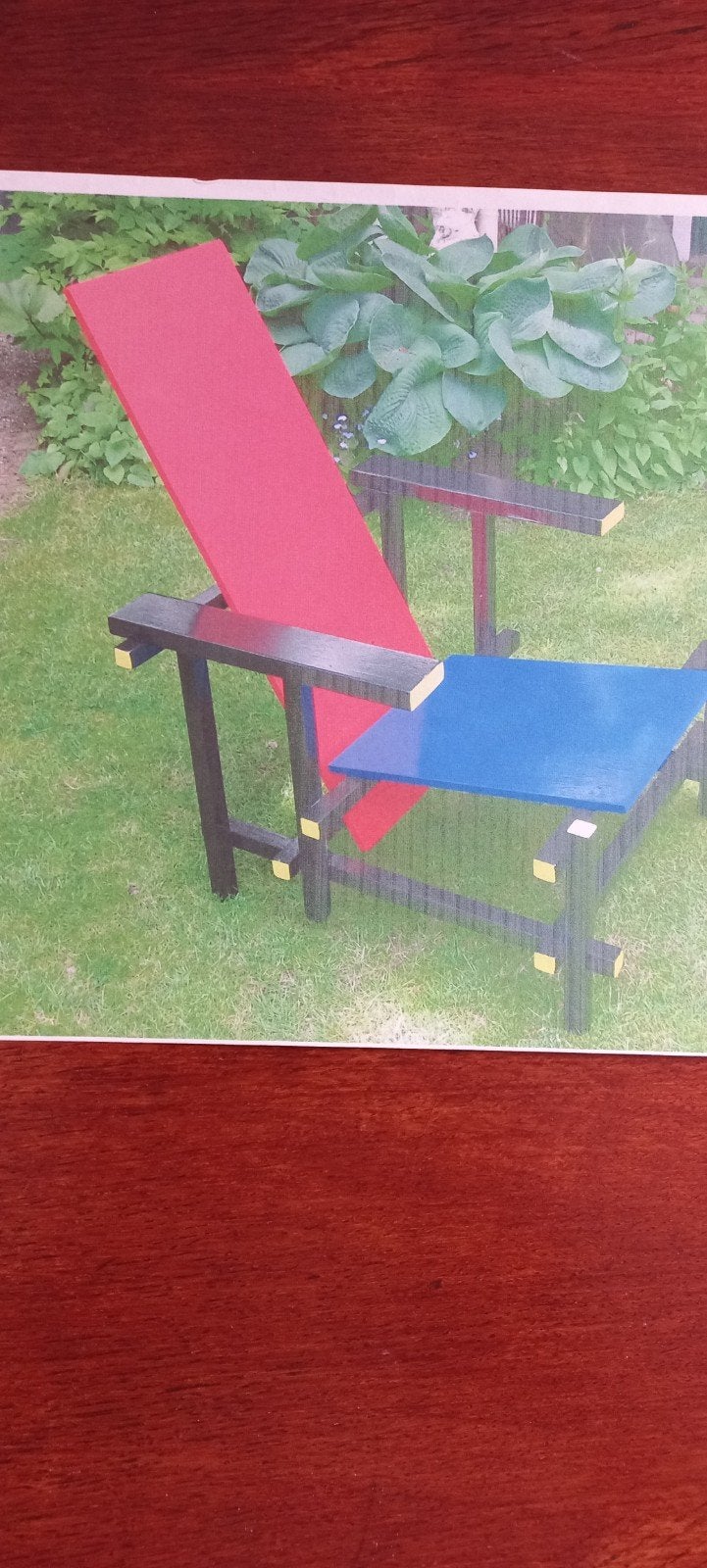 Kunststoel replica van Rietveld stoel in originele kleuren, Kunststof, Overige kleuren, Ophalen of Verzenden, Eén
