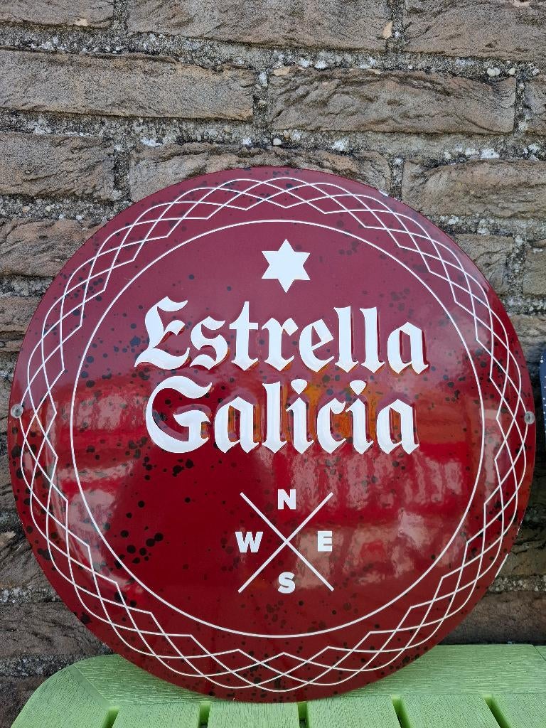 emaillebord Estrella Galicia bier, Ophalen of Verzenden, Nieuw, Reclamebord, Plaat of Schild, Overige merken