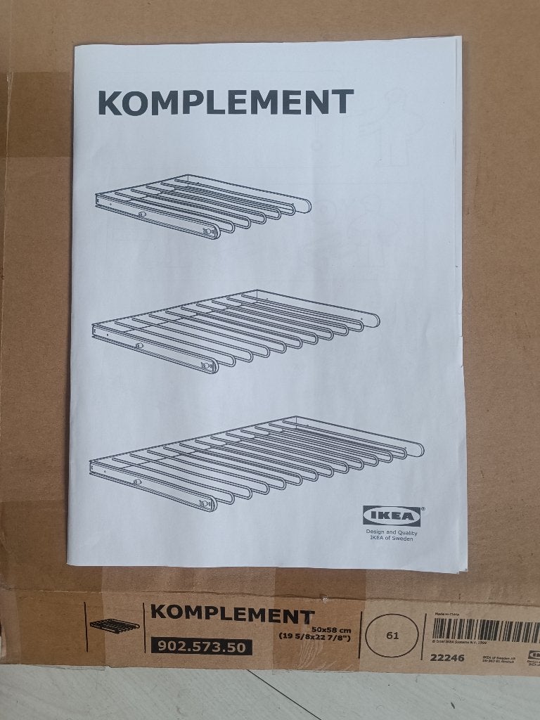 IKEA KOMPLEMENT Uittrekbare Broekhanger 50x58 cm, Nieuw, Minder dan 100 cm, Metaal, Modern