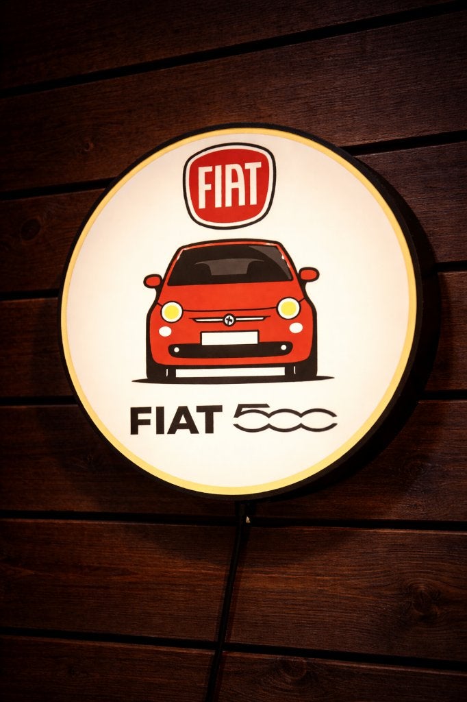 Fiat 500 Lightbox – Warm Wit LED | Mancave | Garage LED bord, Verzenden, Nieuw, Auto's