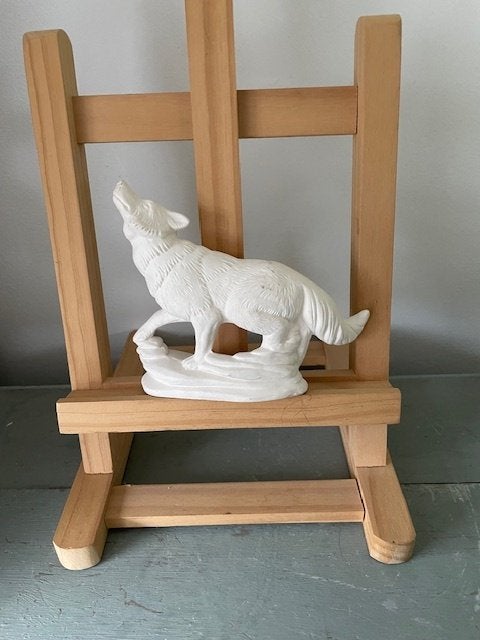 Wit beeld gips. Wit gipsen beeldje huilende wolf., Verzamelen, Beelden en Beeldjes, Ophalen, Zo goed als nieuw, Dier