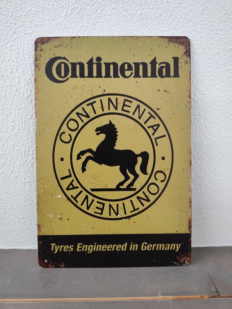 Metalen wandbord Continental Tyres – 30x20 cm – ZGAN, Metaal, 30 cm, 20 cm, Ophalen of Verzenden