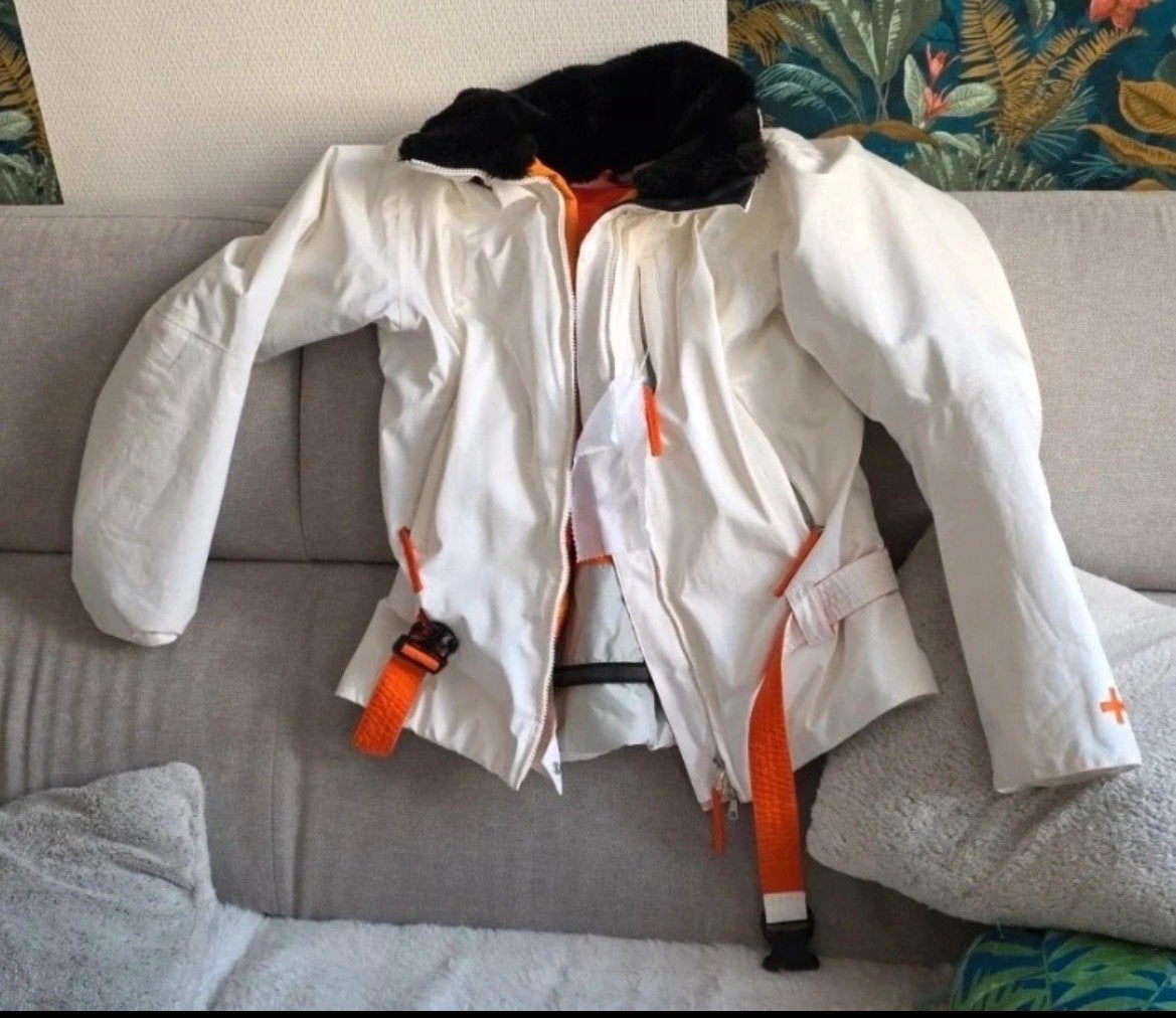 Rossignol JC de Castelbajac ski-jas wit/oranje, Ophalen of Verzenden, Zo goed als nieuw, Maat 38/40 (M), Jack