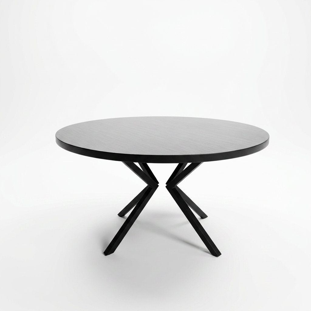Ronde eiken eettafel | Mat zwart | 4 cm blad MO130, Verzenden, Rond, Nieuw, 100 tot 150 cm