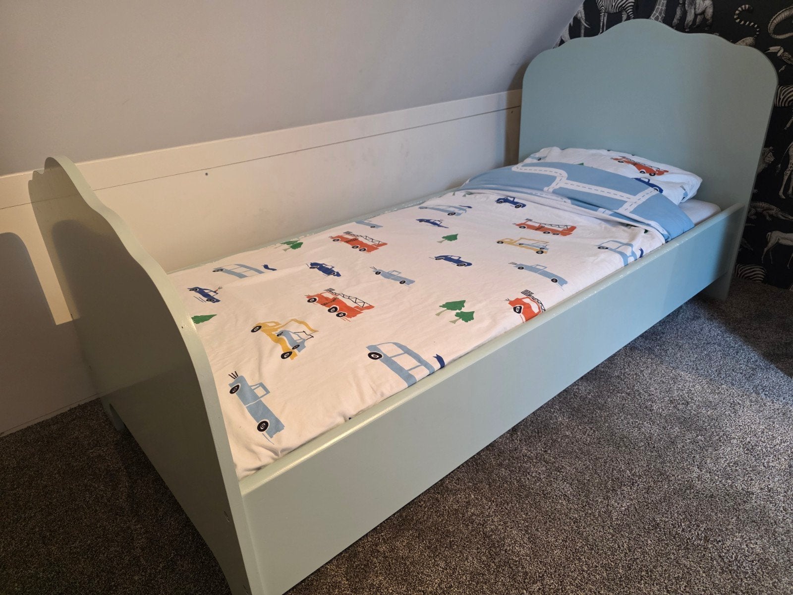 Peuterbed 76 x 155 cm - Lichtblauw, Gebruikt, 70 tot 85 cm, 140 tot 160 cm, Ophalen