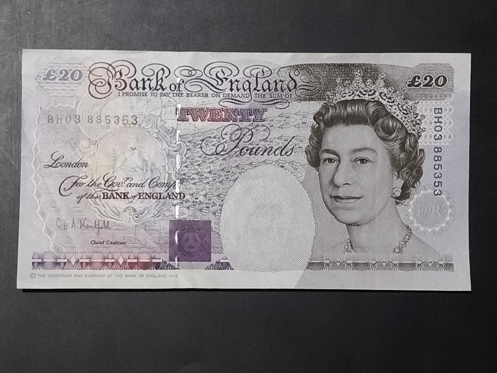UK 20 pounds 1993 XF+, Ophalen of Verzenden, Overige landen