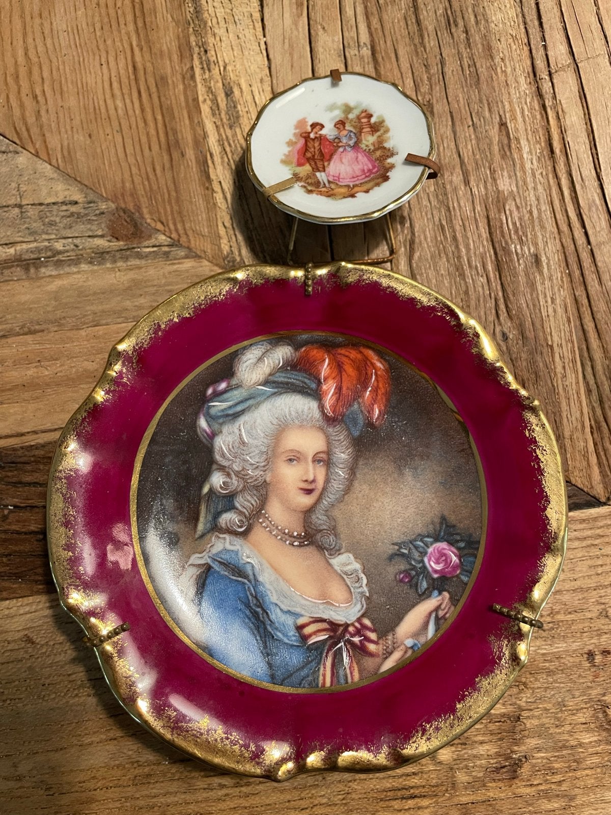 Antieke Limoges Porseleinen bordjes, Ophalen of Verzenden