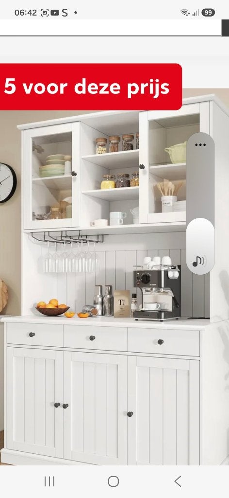 Nieuwe Piaenon buffetkast, nog in ongeopende dozen, Ophalen, 100 tot 150 cm, Overige houtsoorten, Buffetkast