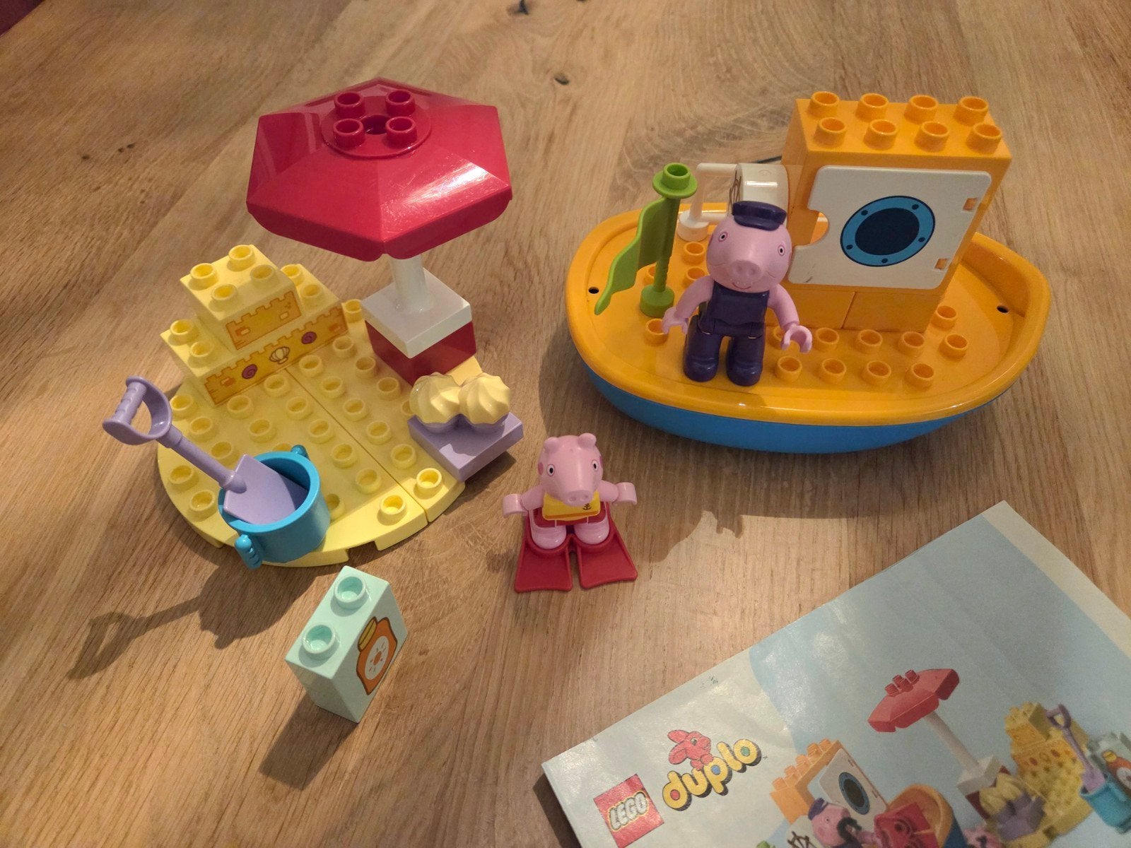 Lego Duplo Peppa Pig Boot en Strand Set (10432), Overige thema's, Ophalen of Verzenden, Zo goed als nieuw, Complete set