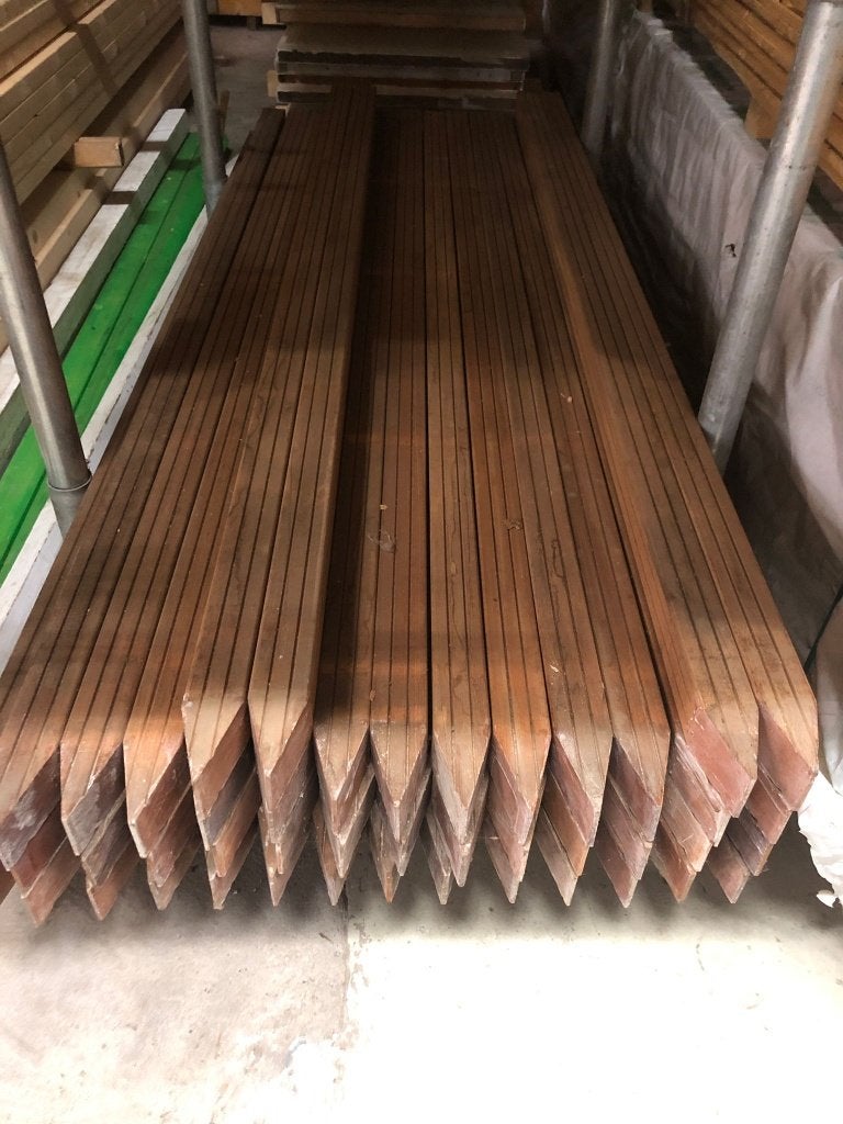 Hardhouten palen red kapur gepunt 85x85, Ophalen, Nieuw, 250 cm of meer, Palen