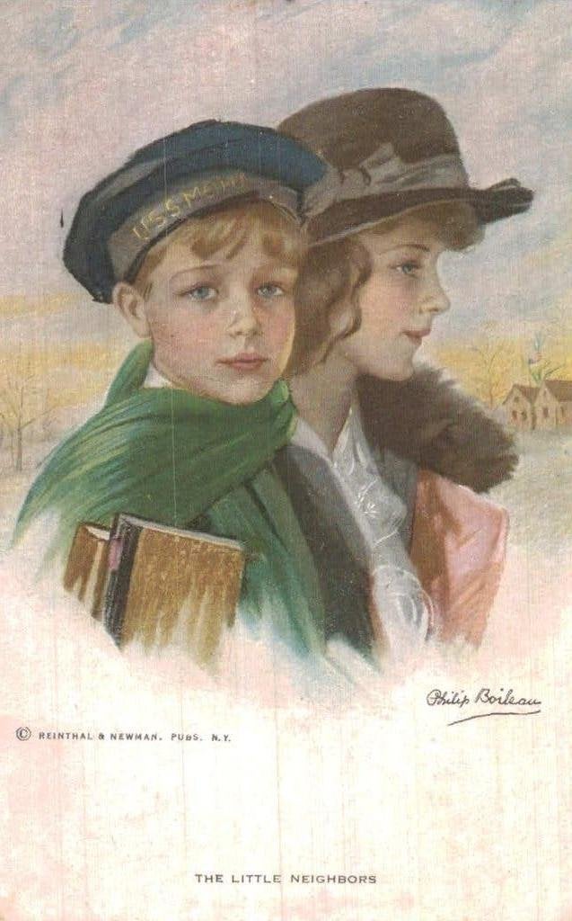 Antieke Ansichtkaart: De Kleine Buren (1910), Ophalen of Verzenden, Voor 1920, Gelopen, Kinderen