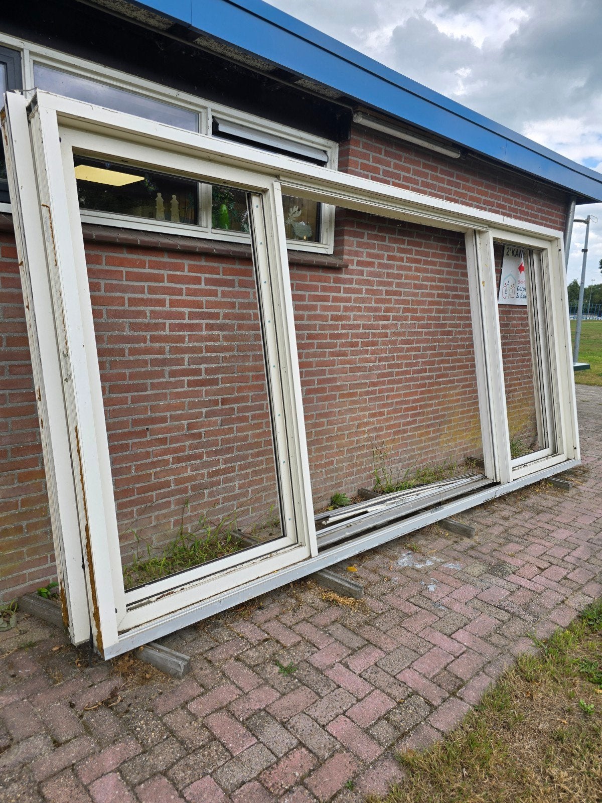 2 Schuifpuien en 2 kozijnen, wit, ideaal voor serre, Gevelraam of Ruit, Gebruikt, 160 cm of meer, 160 cm of meer