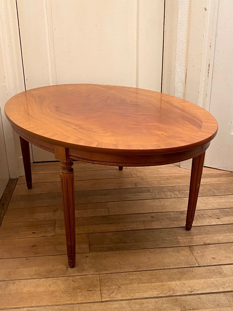 Klassieke ovale salontafel/gevlamd mahonie fineer/LouisXVI, Huis en Inrichting, Tafels | Salontafels, Ophalen, Louis XVI, Gebruikt