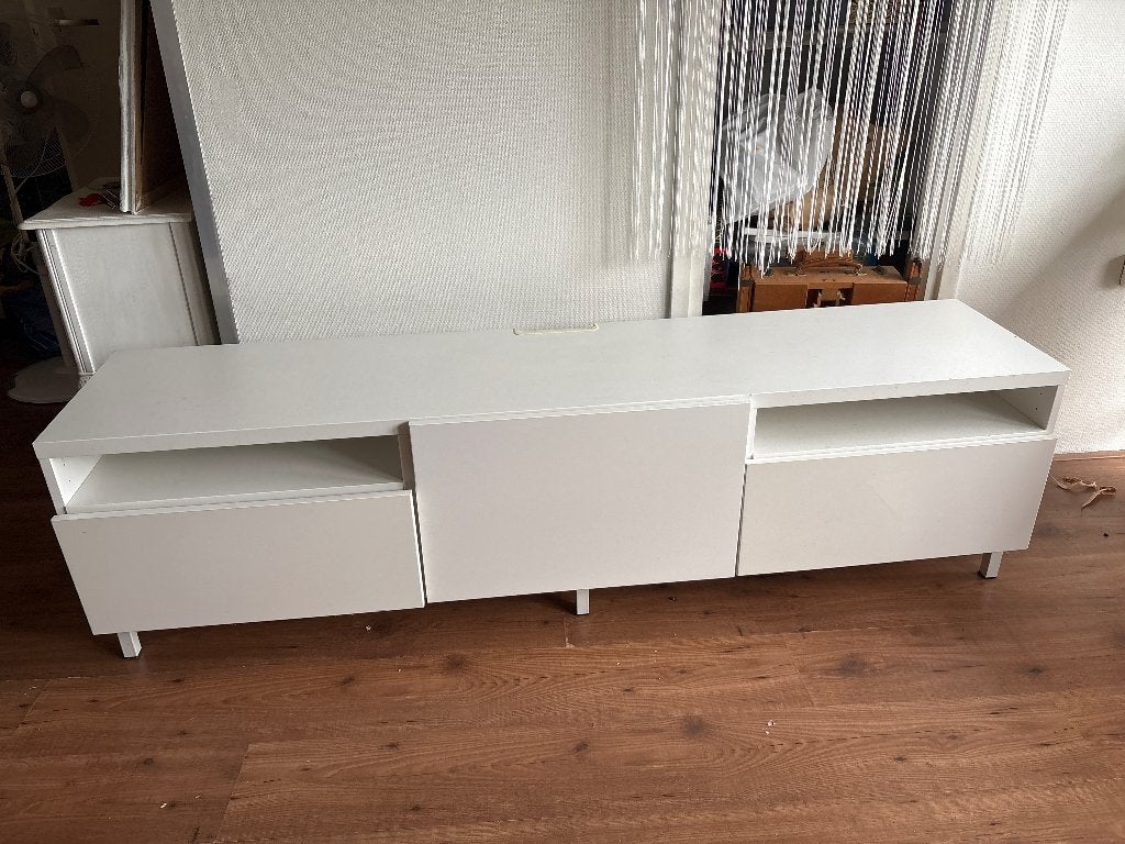 Wit TV meubel, Ophalen, Overige materialen, Gebruikt, 150 tot 200 cm